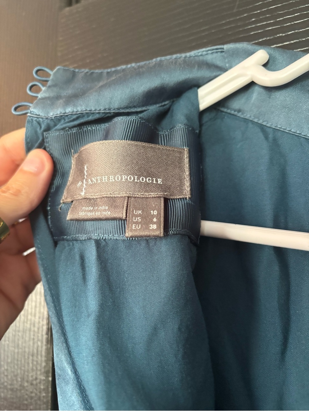 Anthropologie Deep Teal Satin Slip Dress